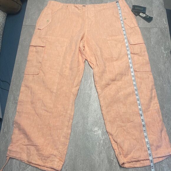 Lauren Ralph Lauren 18W Tangerine 100% Linen Cargo Pockets Beachy Coastal Comfy - Picture 4 of 10